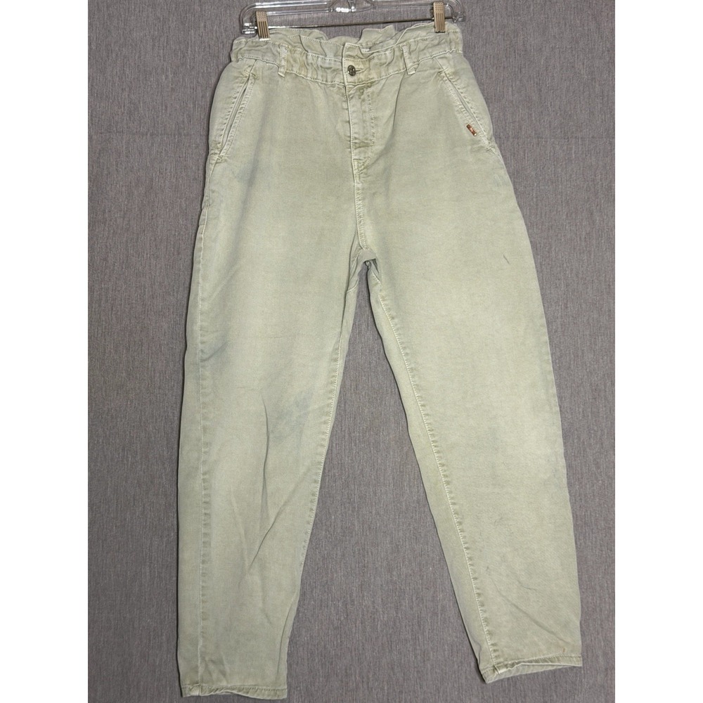 ZARA Baggy Paperbag Jeans High Rise Baggy Relaxed Jeans, Size 6, Light Green